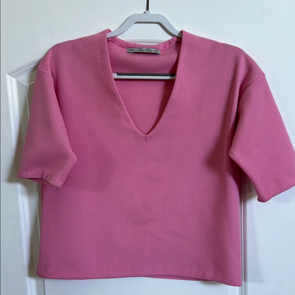 Zara Pink V-Neck Women's top size small